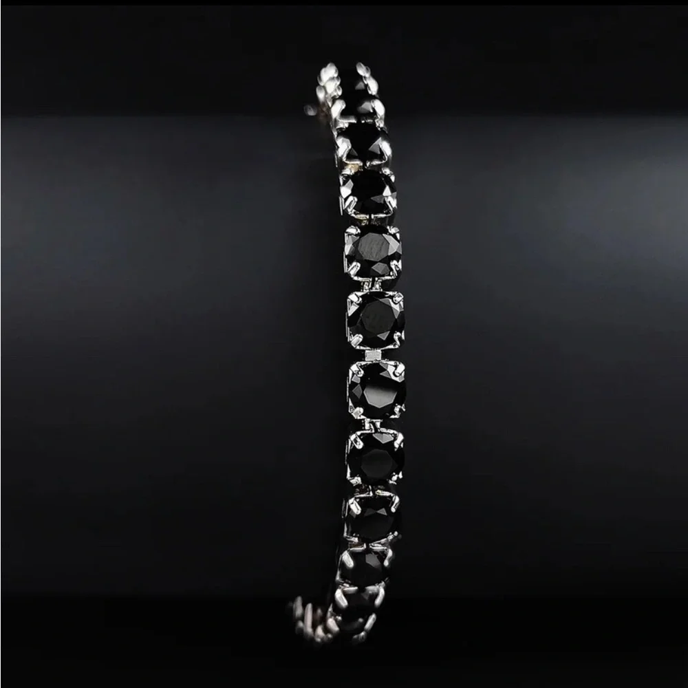 925 Silver black diamond 3mm Tennis Bracelet Bangle for Women‎ Christmas …